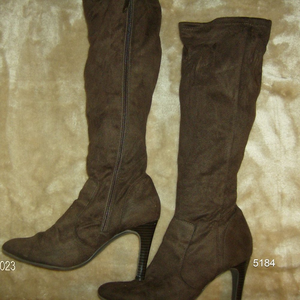 Brown Boots Tall Faux Suede